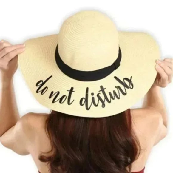 Accessories Floppy Do Not Disturb Beach Embroidered Straw Hat Poshmark